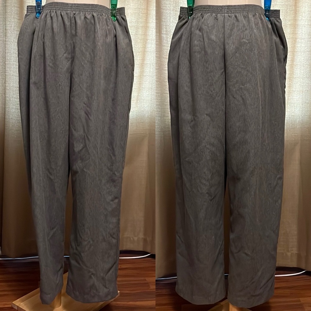 Alfred Dunner Gray Elastic Waist Dress Slacks With Pockets Womens Size 20